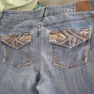 Maurices Blue Boot Cut Jeans with Embroidered Pockets
